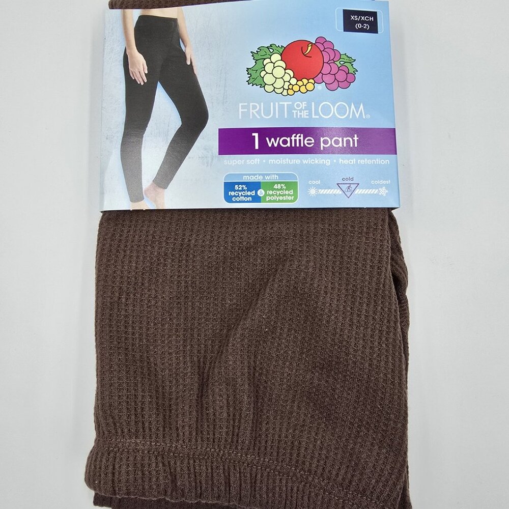 Fruit of the Loom Women's Chestnut Waffle Pant Thermal Super Soft Size X Small